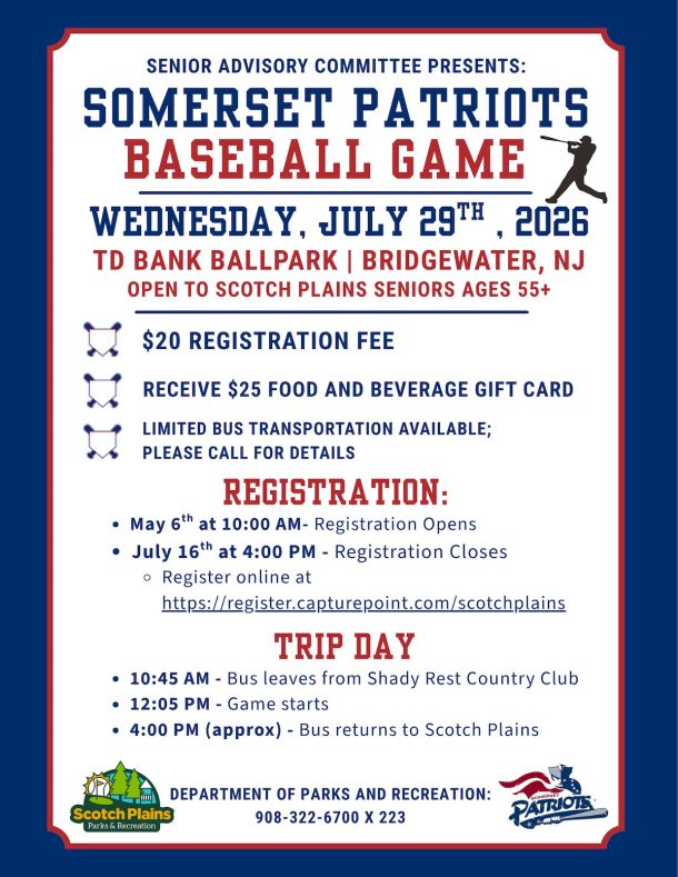 Somerset Patriots Baseball Game for Seniors